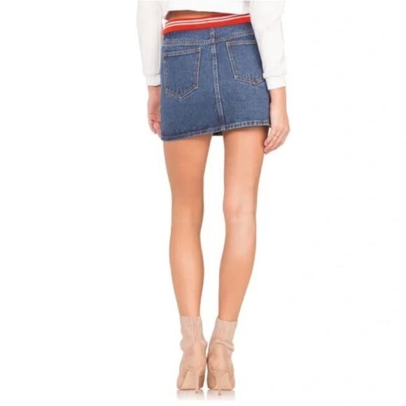 Dance & Marvel 'Aries' Denim skirt Distressed Destroyed Orange Trim Destructed S - Picture 3 of 9